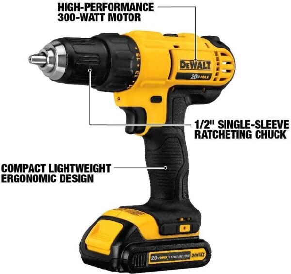 61VHIdTi7qL._AC_SL1000_ DEWALT 20V Max Compact Drill Driver Review Powerful Lightweight Tool Kit Insights